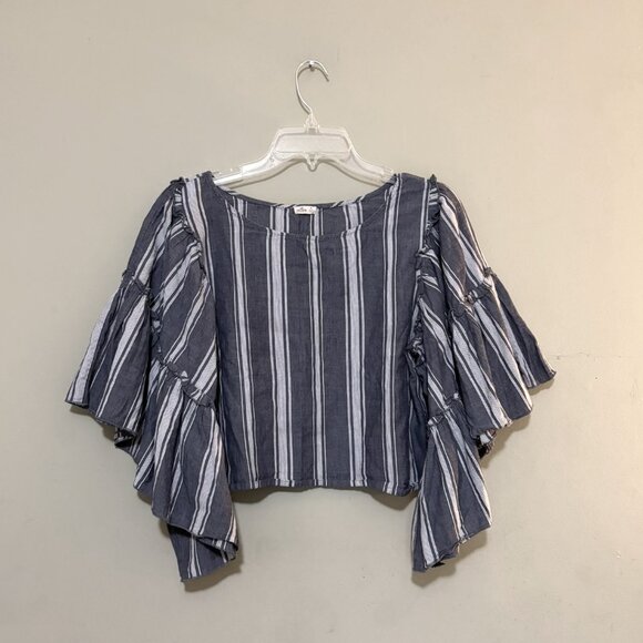 Striped Navy Blue Women's Top - Picture 1 of 4